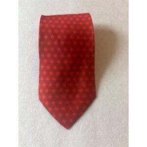 Hermès Paris Mens Red Geometric Pattern 100% Silk Tie